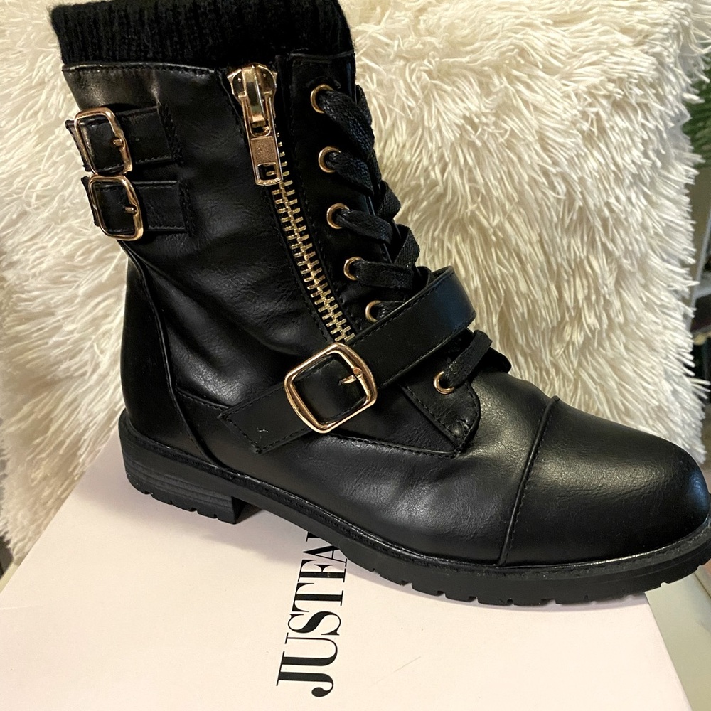 Black combat boots